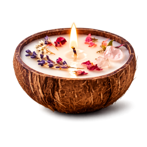 Espelma Floral en Closca de Coco